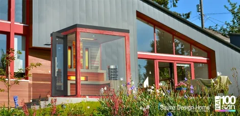 Außensauna mit Salzwand, Sauna für Außen in RAL-Farben, Maßanfertigung beim Sauna Hersteller Außensauna mit Salzwand, Sauna für Außen in RAL-Farben, Maßanfertigung beim Sauna Hersteller